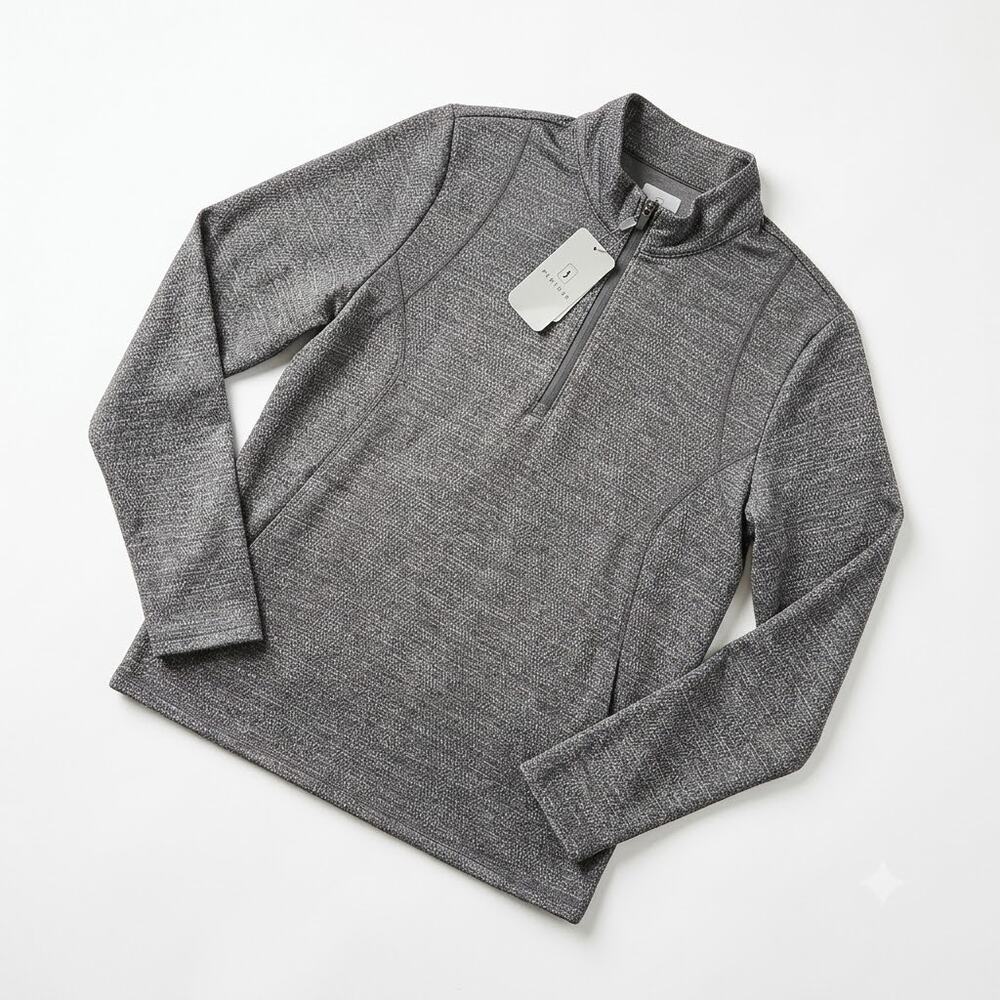 PGA Tour 1/4 Zip Tech Fleece Sweatshirt Gray Golf Pockets Stretch Womens Large